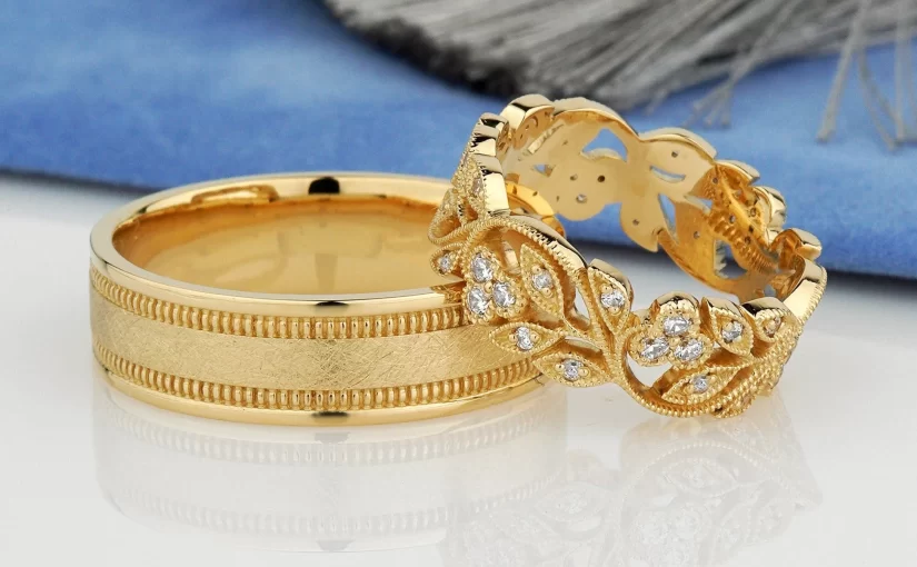 unique couple wedding ring set gold